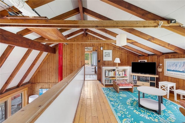 681 Corn Neck Rd, Block Island, RI 02807 - living room featuring wood walls and hardwood / wood-style floors
