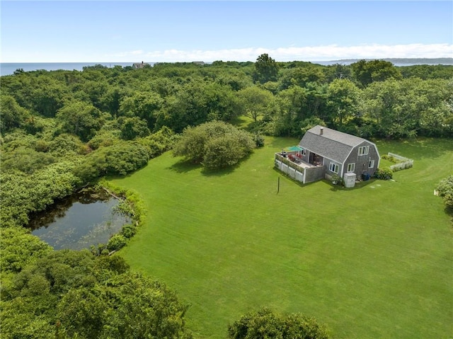 681 Corn Neck Rd, Block Island, RI 02807 - view from above of property with a nearby body of water and a heavily wooded area