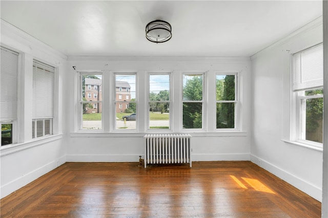 unfurnished sunroom with radiator and a wealth of natural light