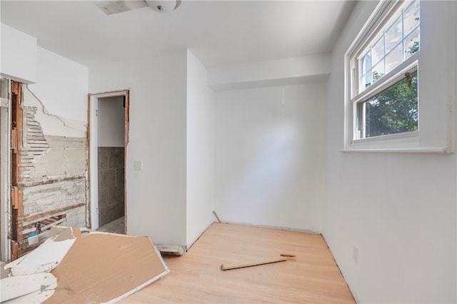 interior space with a fireplace and hardwood / wood-style floors