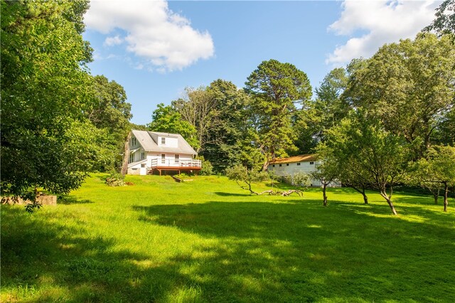 view of yard featuring a deck