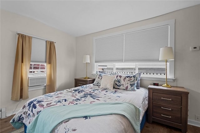 bedroom featuring dark wood-type flooring