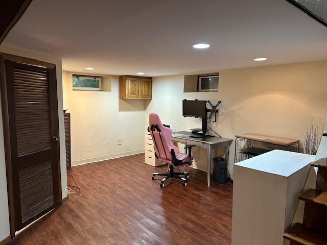 office featuring dark hardwood / wood-style flooring