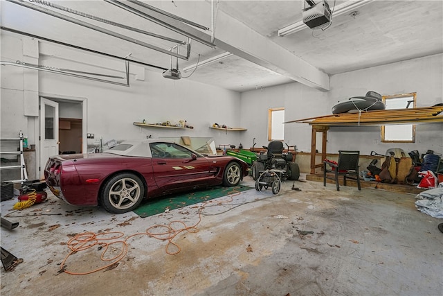 garage with a garage door opener