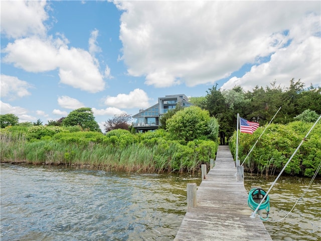 dock area featuring a water view