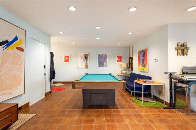 game room featuring tile patterned flooring and billiards