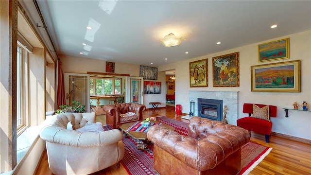 living room featuring light hardwood / wood-style floors