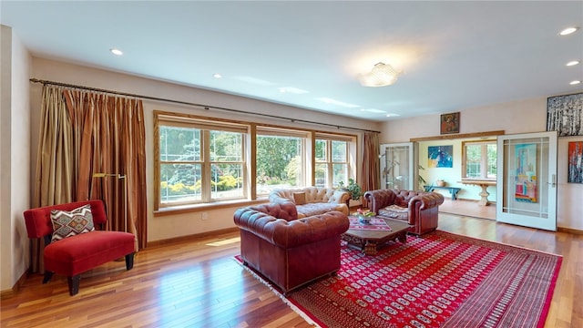 living room with light wood-type flooring