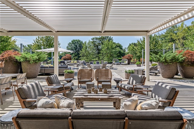 view of patio featuring a pergola