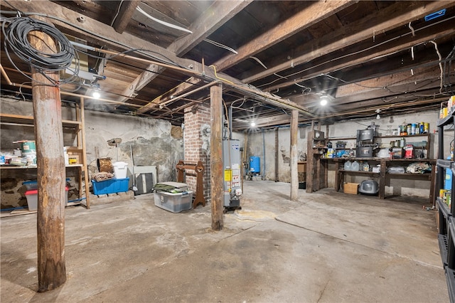 basement with water heater