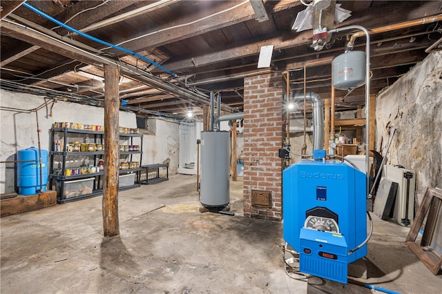 basement with water heater