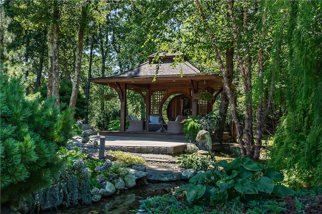 exterior space with a gazebo