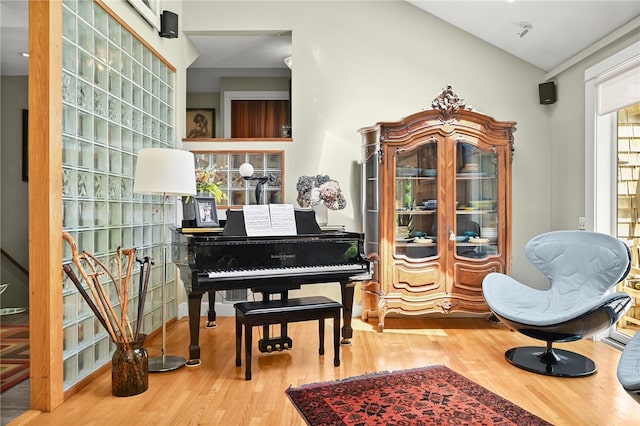 living area featuring hardwood / wood-style floors