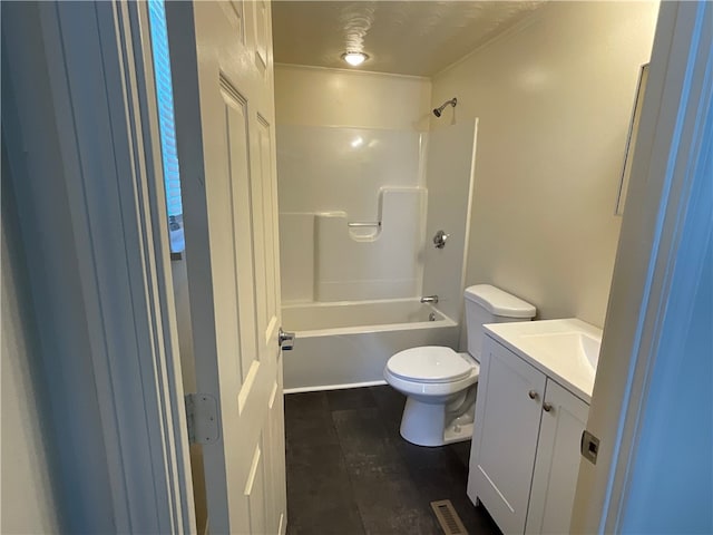 full bathroom with vanity, toilet, and shower / bathing tub combination