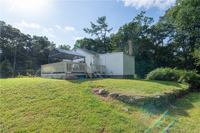 view of yard featuring a deck