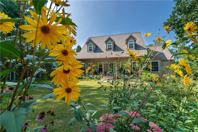 view of front of property with a front lawn