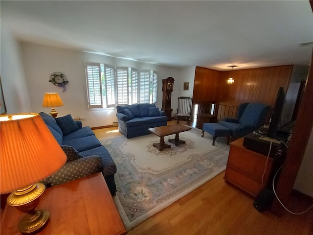 living room with hardwood / wood-style floors