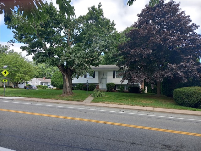 bi-level home featuring a front yard