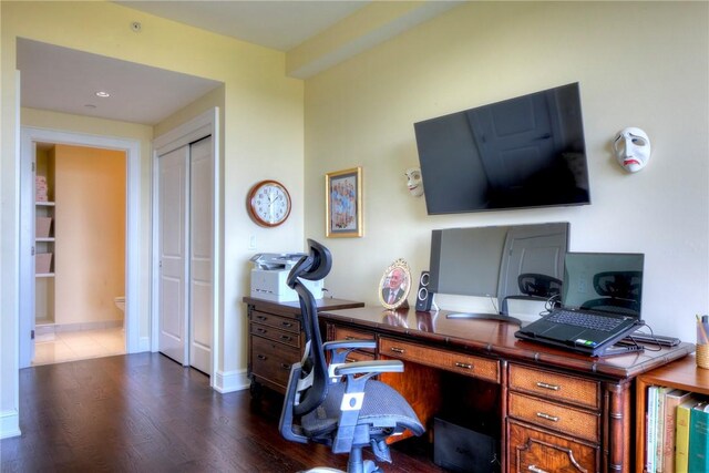 office featuring dark wood-type flooring