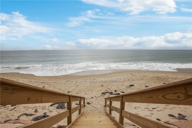 view of water feature featuring a view of the beach