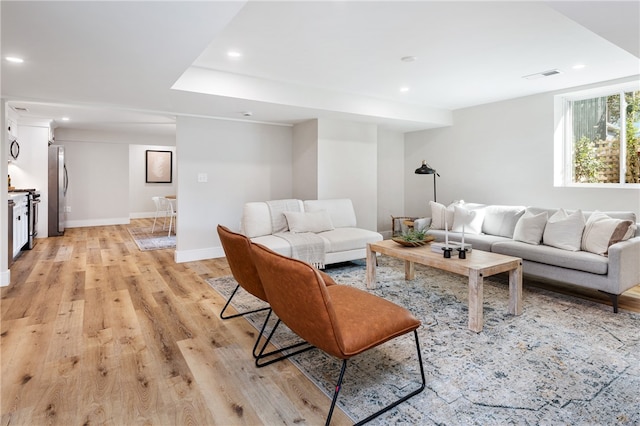 living room with light wood-type flooring