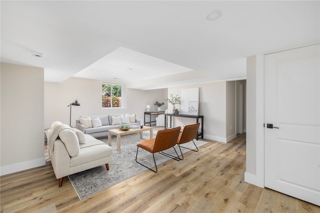 living room with light wood-type flooring