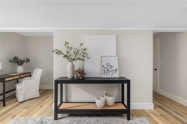 office area with hardwood / wood-style flooring