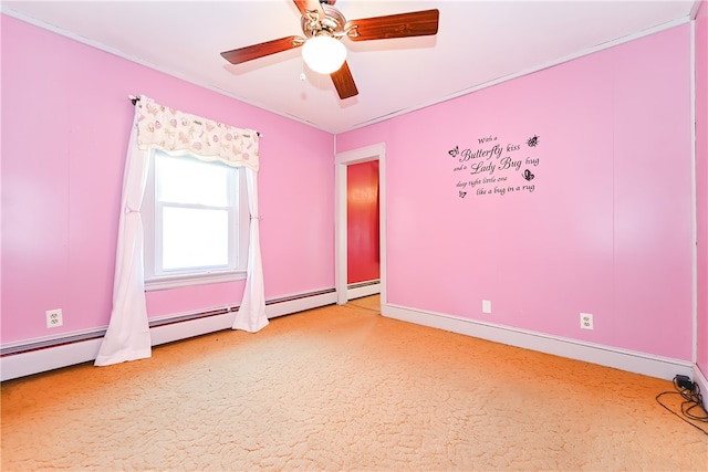 unfurnished room featuring carpet flooring and ceiling fan