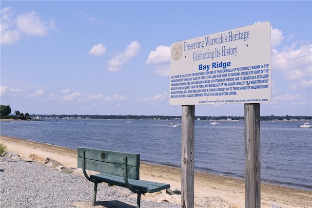 property view of water with a beach view