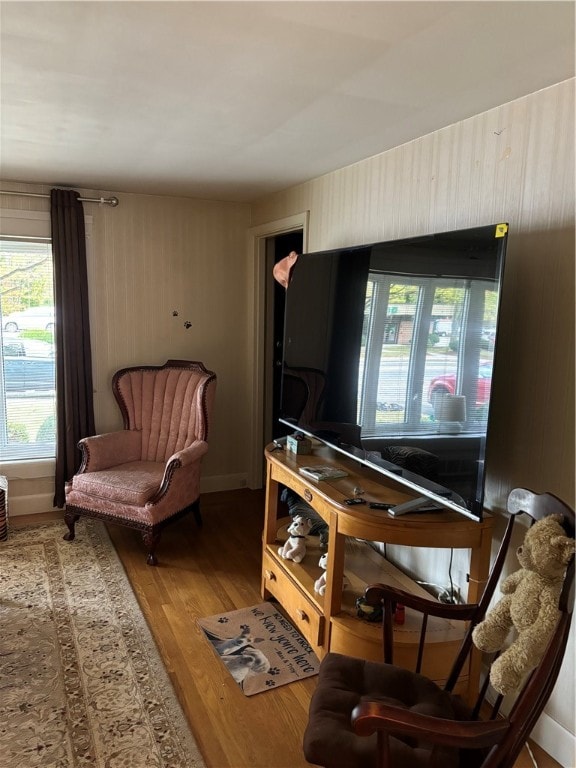 living area featuring wood-type flooring