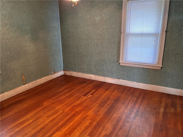 empty room with hardwood / wood-style flooring