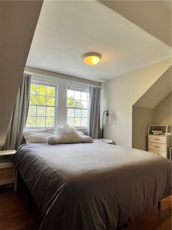 bedroom with hardwood / wood-style flooring