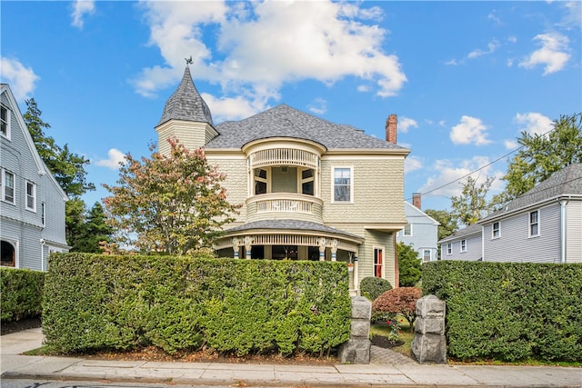 view of front of house with a balcony