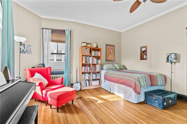 68 Kay St, Newport, RI 02840 - bedroom with ceiling fan, ornamental molding, and wood finished floors