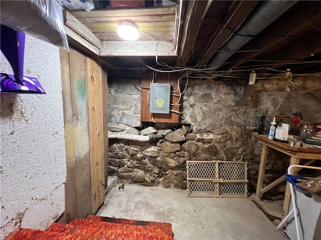 basement with electric panel