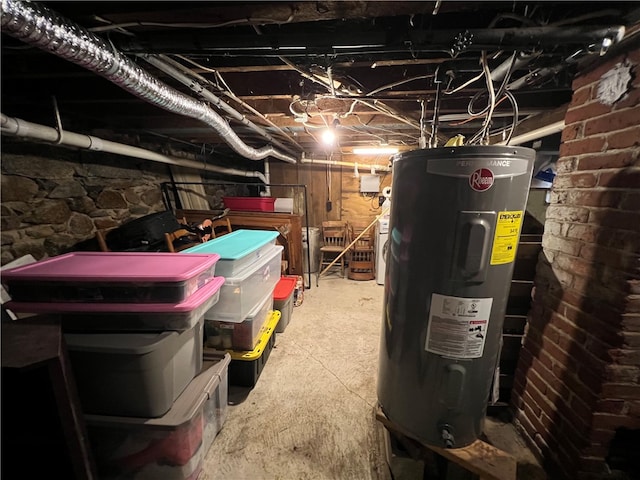 basement with water heater