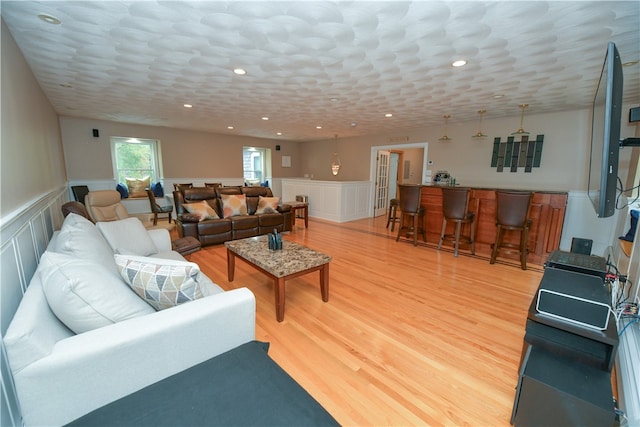 living room with hardwood / wood-style floors