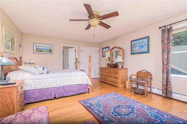 bedroom featuring ceiling fan and wood-type flooring