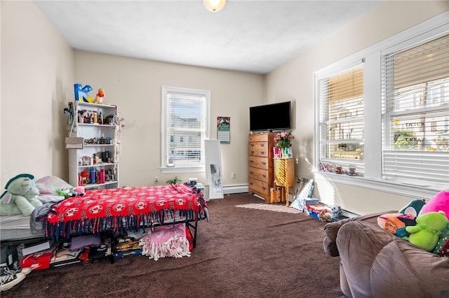 carpeted bedroom with multiple windows