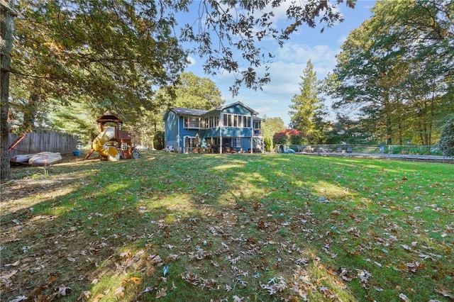 view of yard with a playground