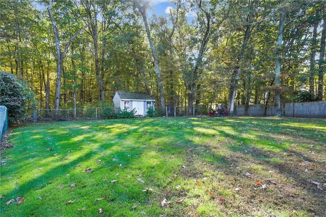 view of yard with a shed