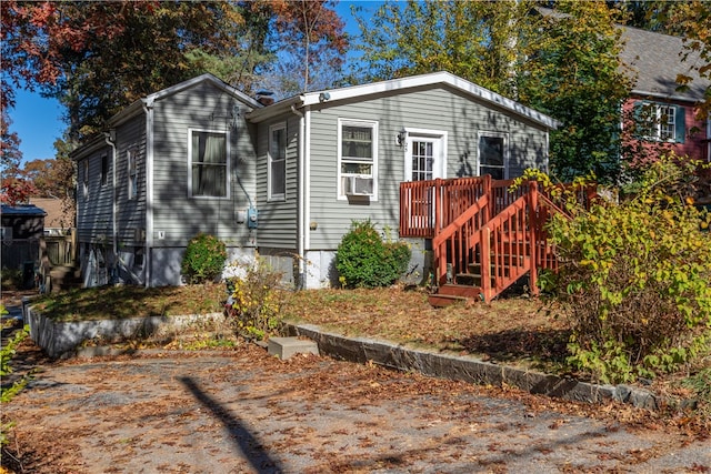 view of front of home with a deck