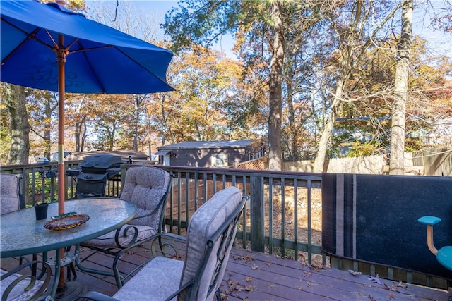 deck featuring grilling area