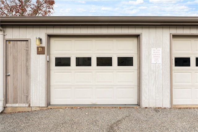 view of garage