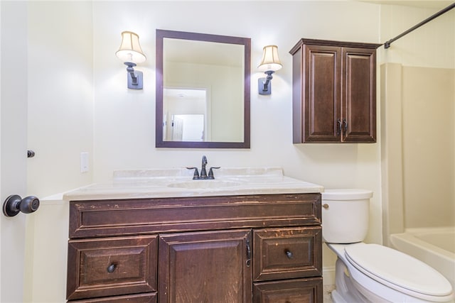 full bathroom featuring vanity, toilet, and shower / bathtub combination