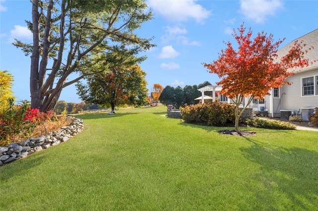 view of yard featuring central AC