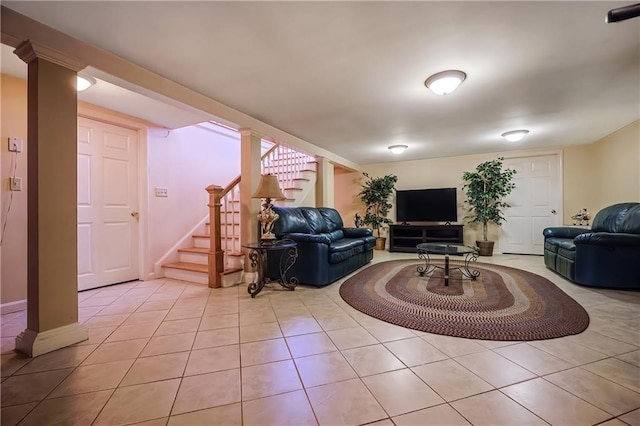 view of tiled living room