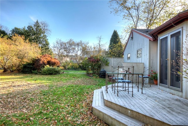 view of yard featuring a deck