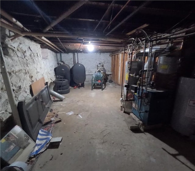 basement with water heater