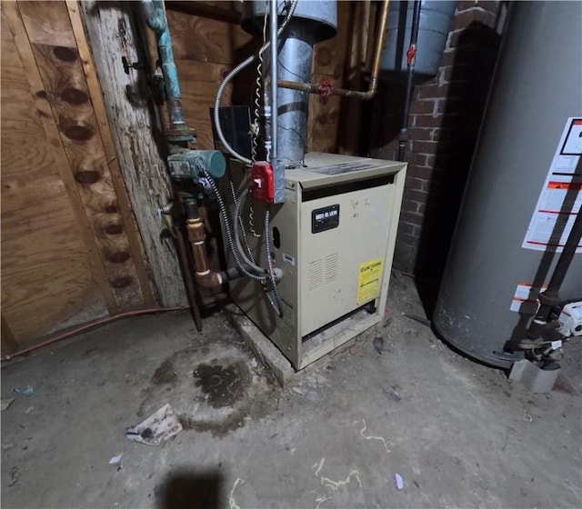 utility room with gas water heater